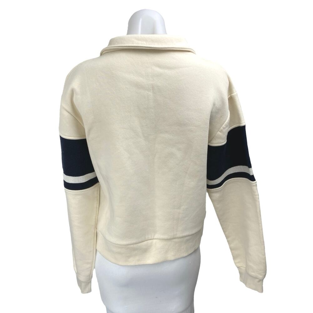 Zara Cream Black New York Long Sleeve Fleece Collared Sweatshirt Sweater Top S - Picture 2 of 5